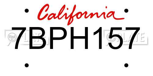 7BPH157 California License Plate
