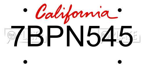 7BPN545 California License Plate