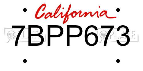 7BPP673 California License Plate