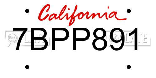 7BPP891 California License Plate