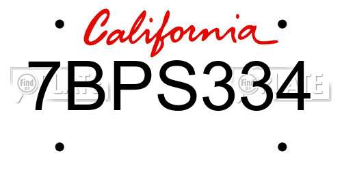 7BPS334 California License Plate