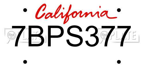 7BPS377 California License Plate