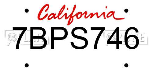 7BPS746 California License Plate