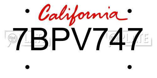 7BPV747 California License Plate