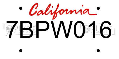 7BPW016 California License Plate