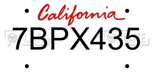 7BPX435 California License Plate