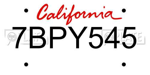 7BPY545 California License Plate