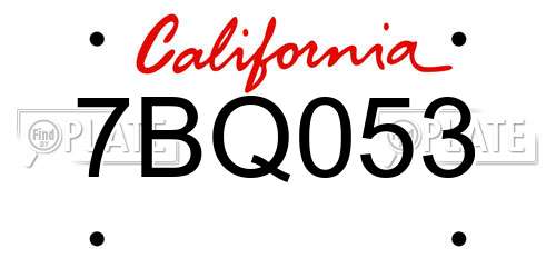 7BQ053 California License Plate
