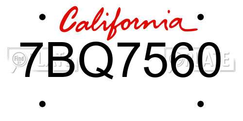 7BQ7560 California License Plate