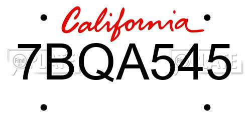 7BQA545 California License Plate