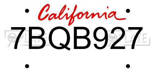 7BQB927 California License Plate