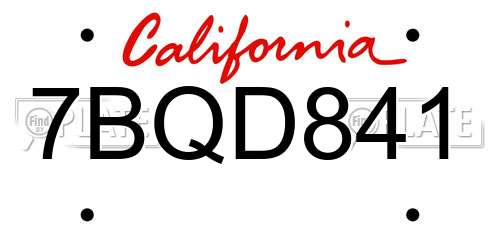 7BQD841 California License Plate