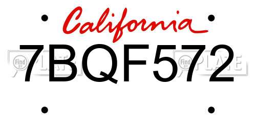 7BQF572 California License Plate
