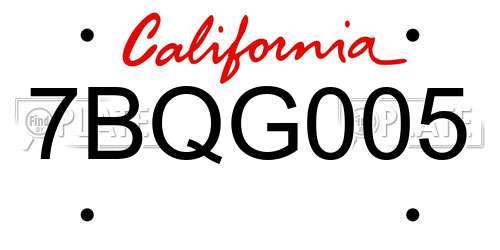 7BQG005 California License Plate