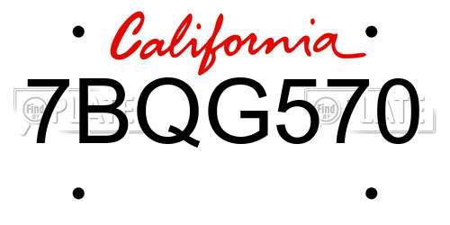 7BQG570 California License Plate