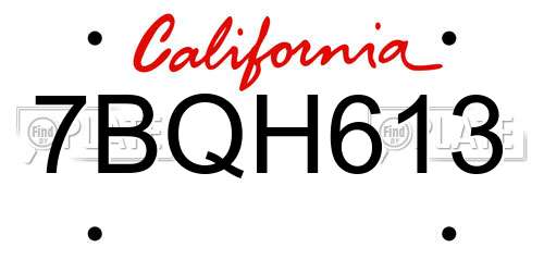 7BQH613 California License Plate