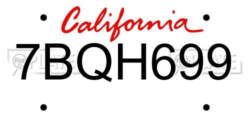 7BQH699 California License Plate