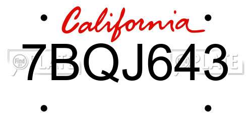7BQJ643 California License Plate