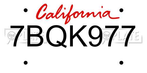 7BQK977 California License Plate