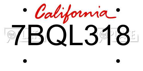 7BQL318 California License Plate