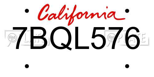 7BQL576 California License Plate