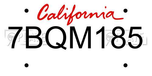 7BQM185 California License Plate