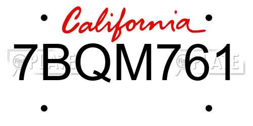 7BQM761 California License Plate