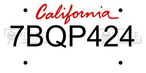 7BQP424 California License Plate