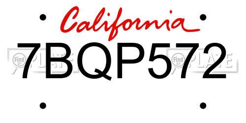 7BQP572 California License Plate