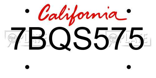 7BQS575 California License Plate