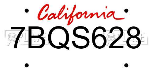 7BQS628 California License Plate