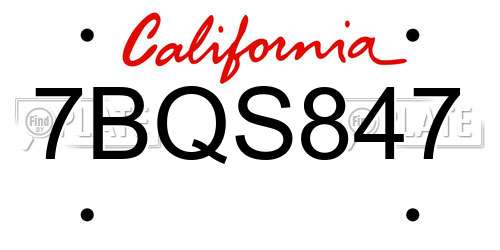 7BQS847 California License Plate