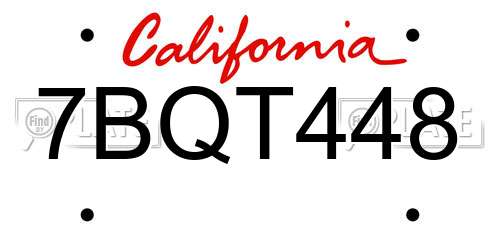 7BQT448 California License Plate