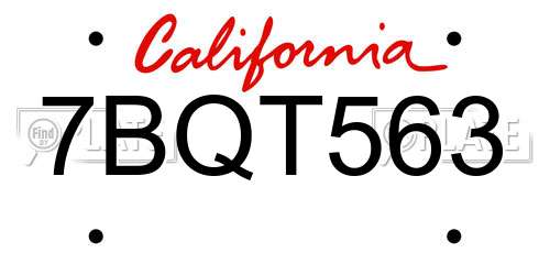 7BQT563 California License Plate
