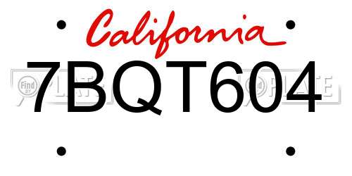 7BQT604 California License Plate
