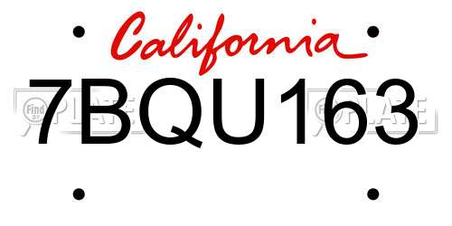 7BQU163 California License Plate