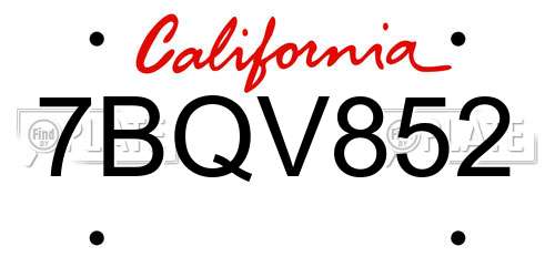 7BQV852 California License Plate