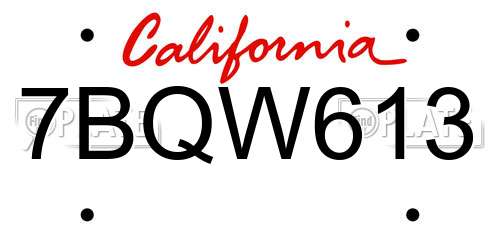 7BQW613 California License Plate