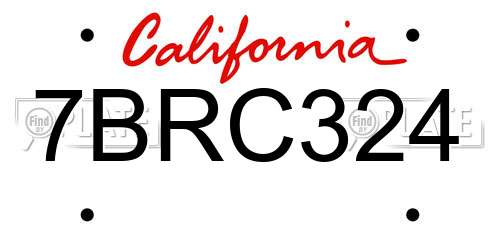 7BRC324 California License Plate