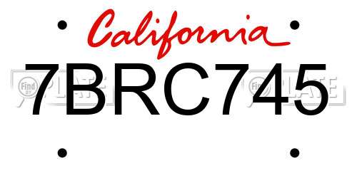 7BRC745 California License Plate