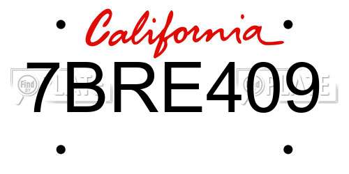 7BRE409 California License Plate