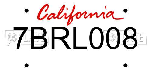 7BRL008 California License Plate
