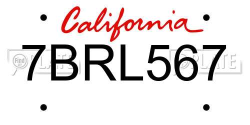 7BRL567 California License Plate