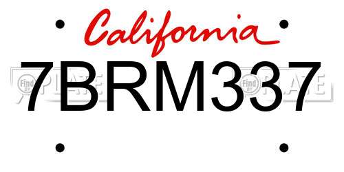 7BRM337 California License Plate