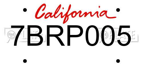 7BRP005 California License Plate