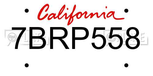 7BRP558 California License Plate