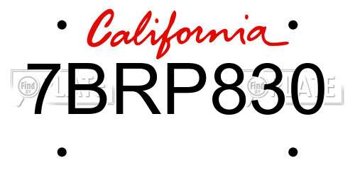 7BRP830 California License Plate