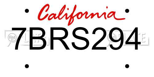 7BRS294 California License Plate