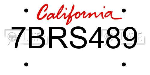7BRS489 California License Plate