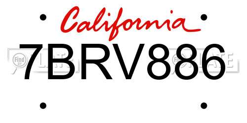 7BRV886 California License Plate